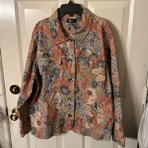 Womens Sz 1X Analogy Flower design Jacket